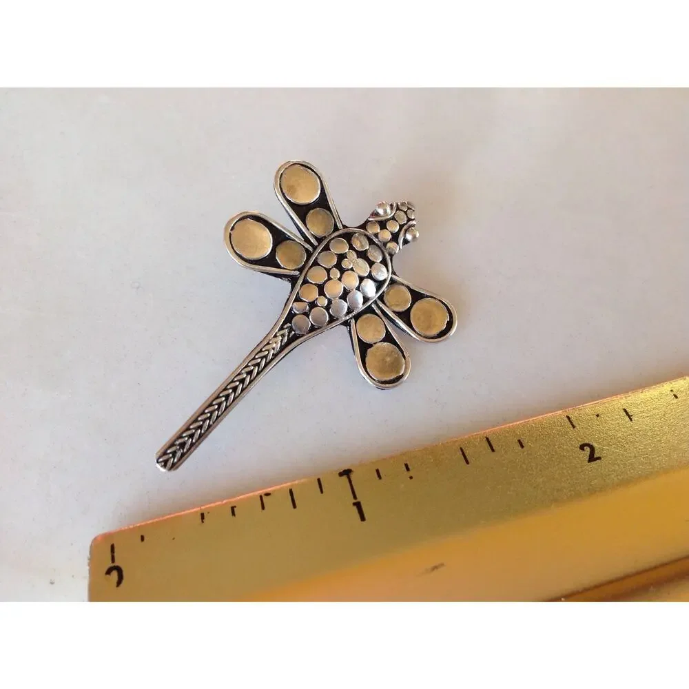 Sterling Silver DRAGONFLY Pin - Fine Detail Unique Artisan Handcrafted in Bali